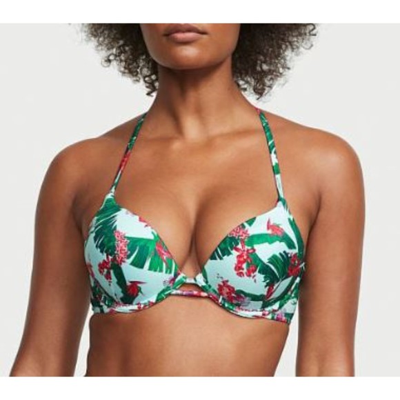 VICTORIA'S SECRET Bombshell Add-2-Cups Push-Up Floral Bikini Top Size 36C - Picture 1 of 3